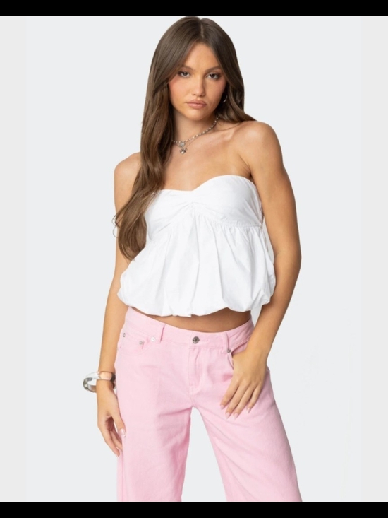 Edikted Tops - edikted serina strapless white bubble top